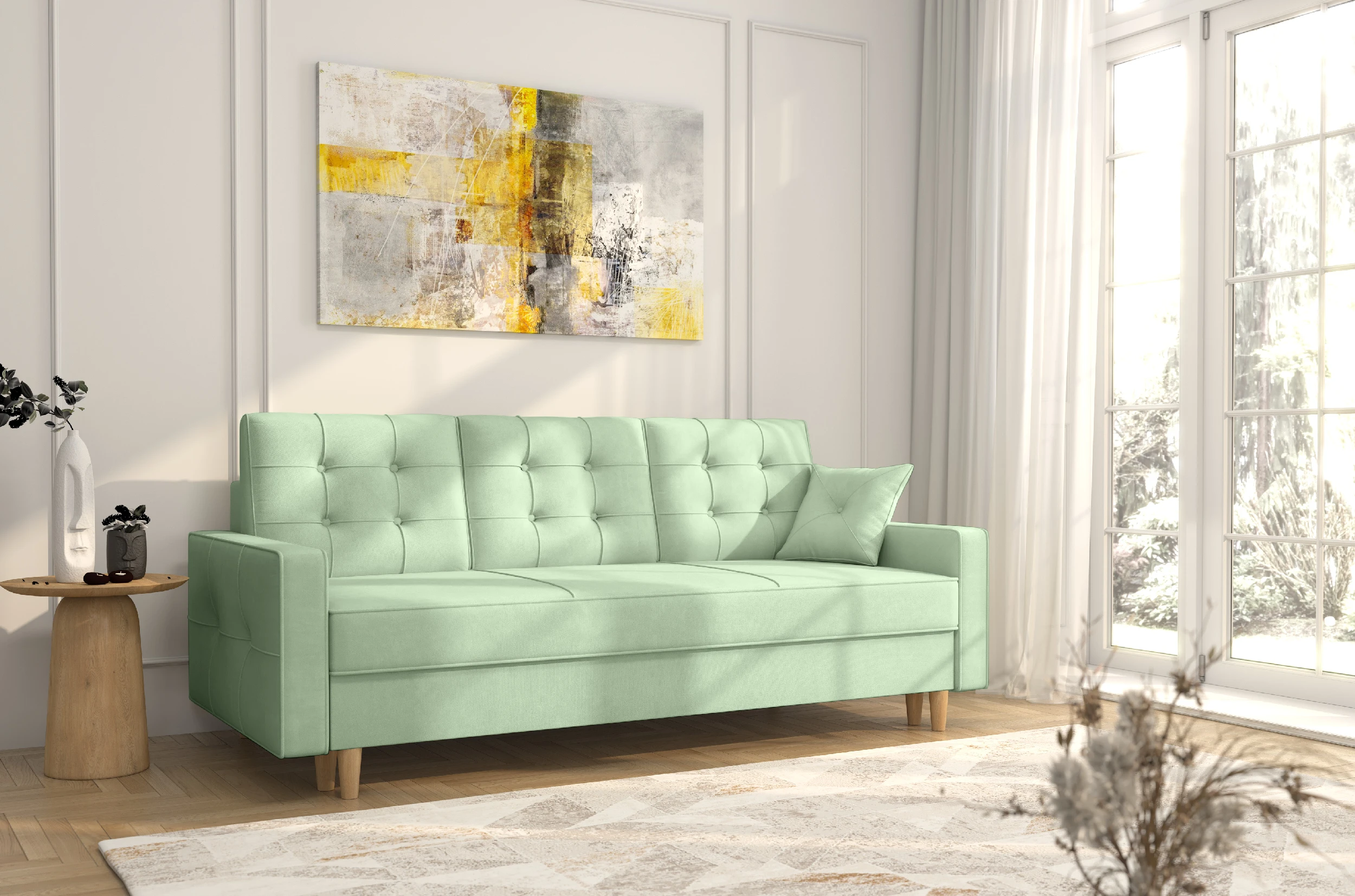 Jasnozielona kanapa Broadway w tkaninie Uttario Velvet 2954